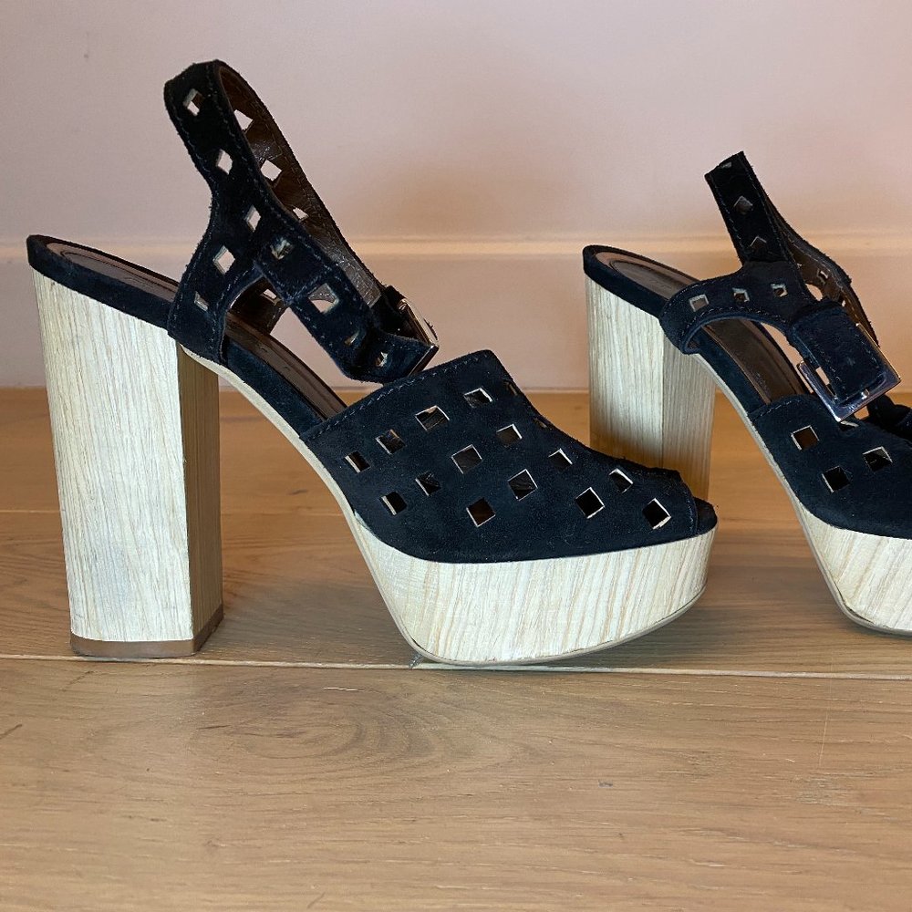 Marni Black Suede Cutout Block Heel (Size 36) - Pre Owned in Good Condition